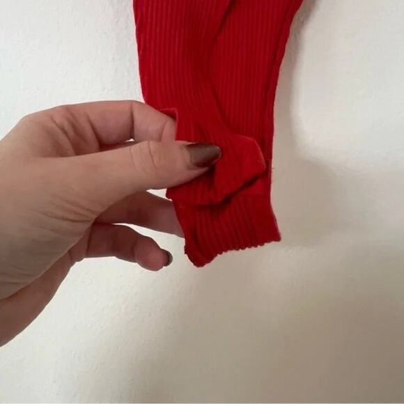 Zara Red High Cut Ribbed Bodysuit - Picture 6 of 6